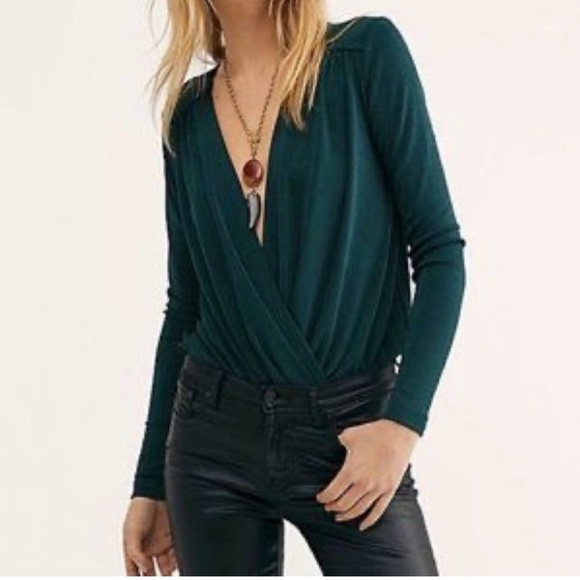 Free People Turnt Bodysuit - Color Pine - Women’s size M. long Sleeve - Picture 2 of 9